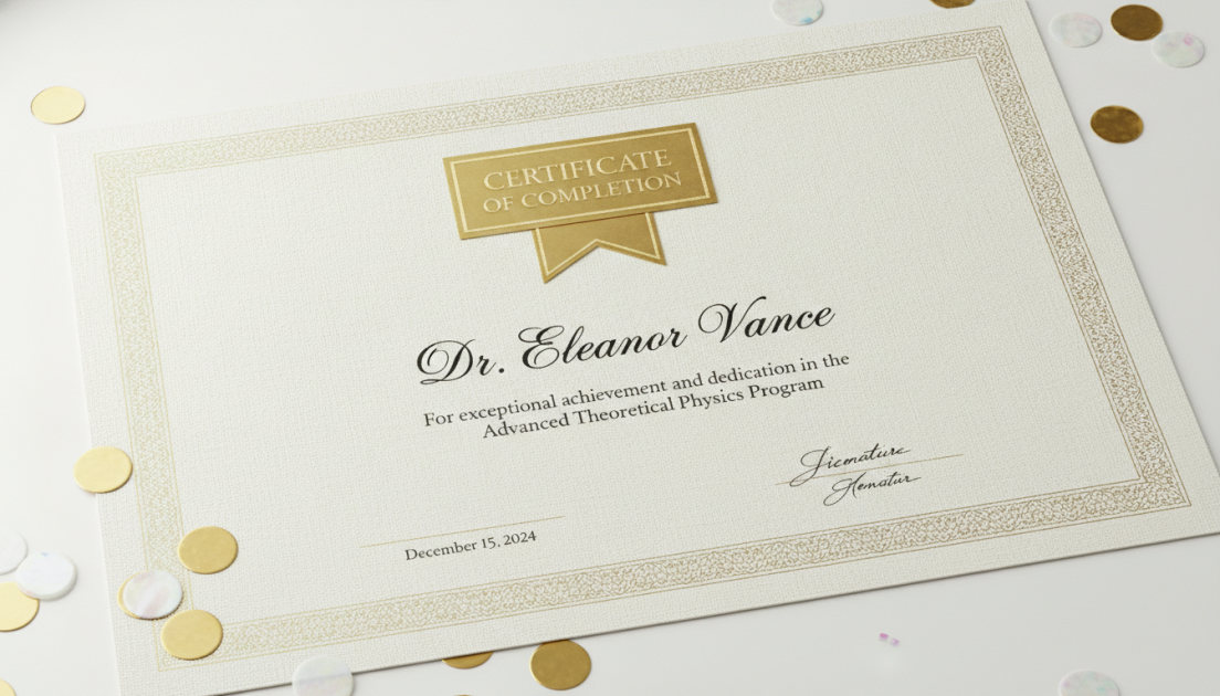 Elegant completion certificate...
