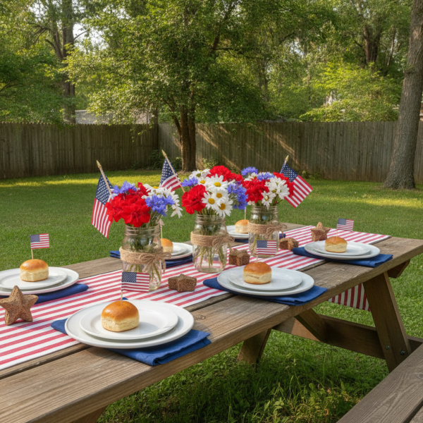 Patriotic backyard tablescape ...