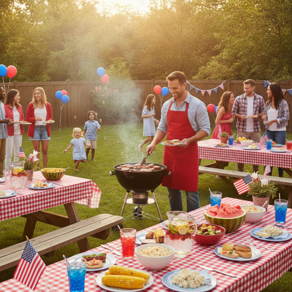 Backyard style summer BBQ gril...