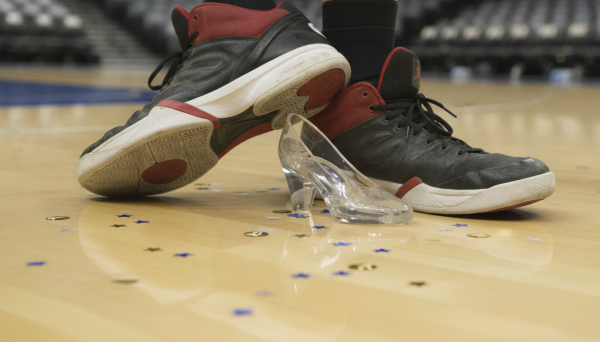 Close-up of basketball sneaker...