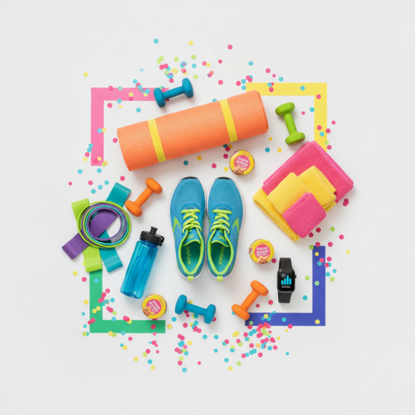 Playful product flat lay with ...