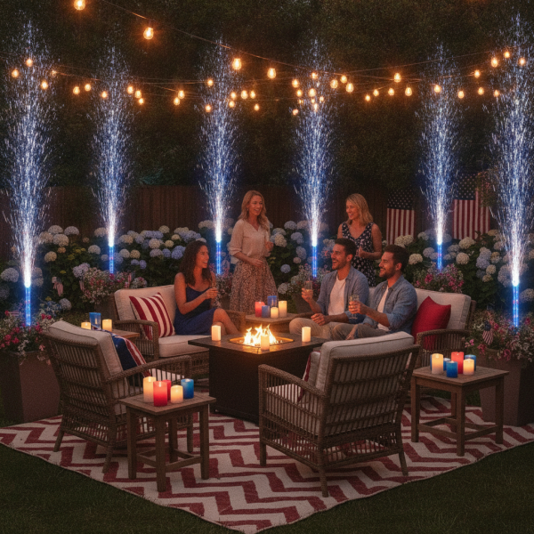 Evening backyard party glow wi...