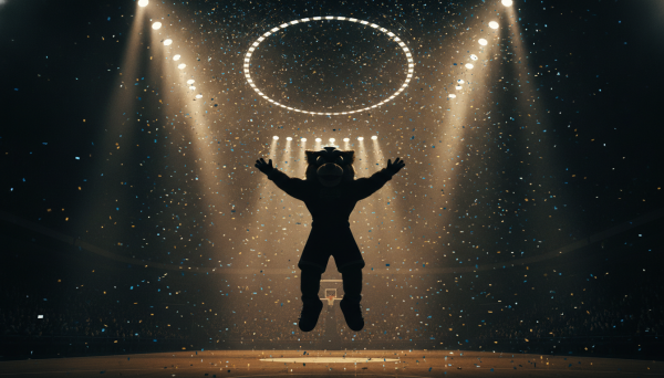 Basketball mascot silhouette c...