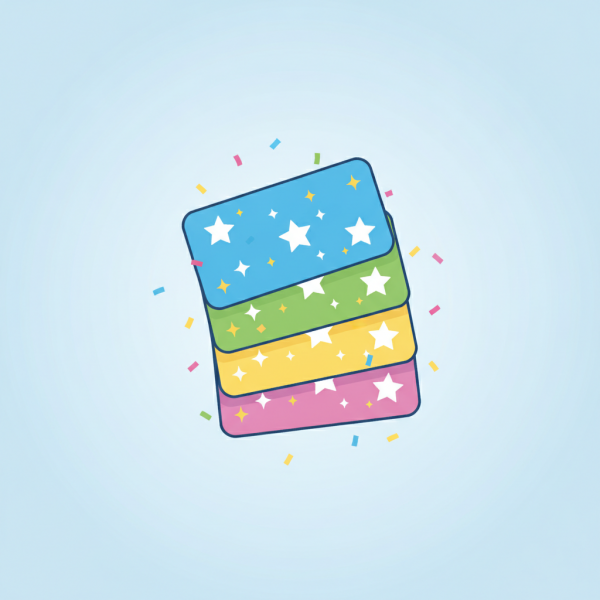 stack of colorful gift cards w...