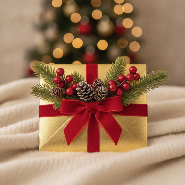 Festive gift card styled as a ...