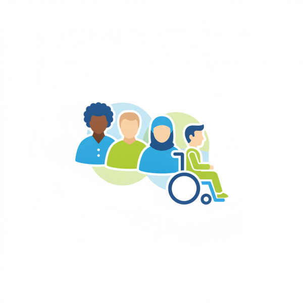 Simple flat icon of a diverse ...