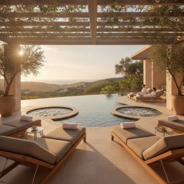 Serene hotel spa and pool terr...