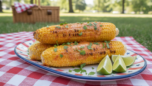 Grilled corn on the cob with c...