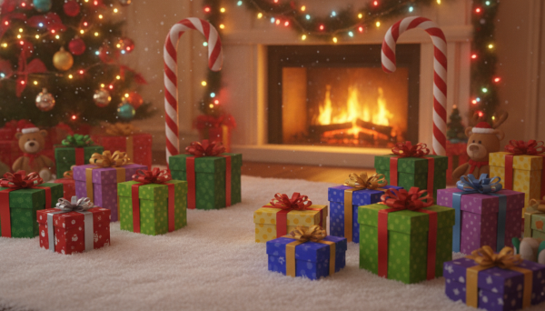 Playful holiday scene with col...