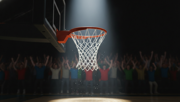 Basketball net swishing with d...