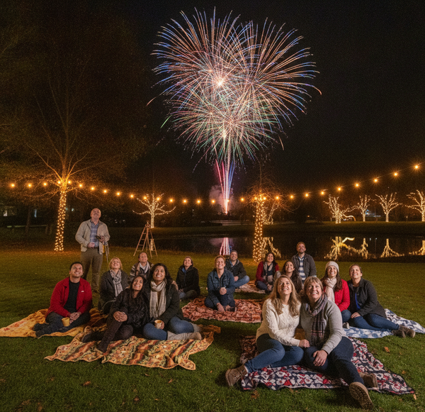 Happy diverse group watching f...