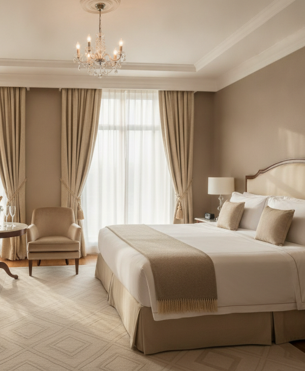 Elegant luxury hotel suite wit...