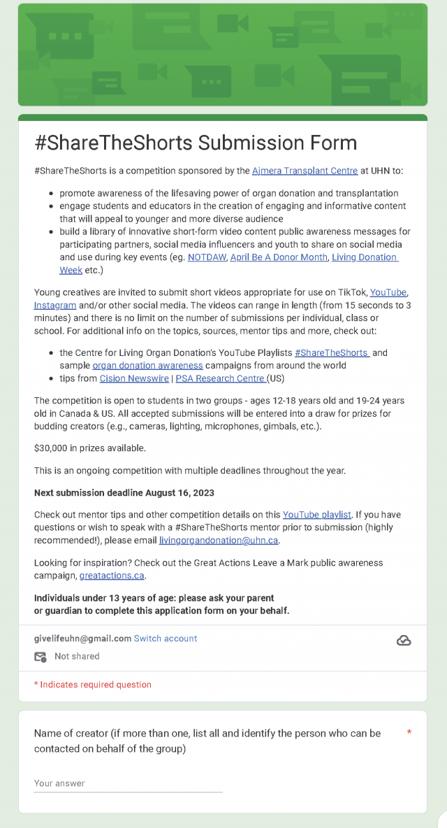 Application form