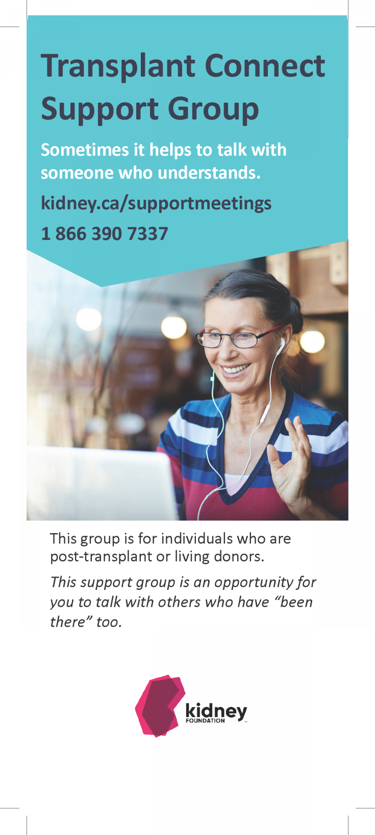 New Transplant Connect Support Group from Kidney Foundation